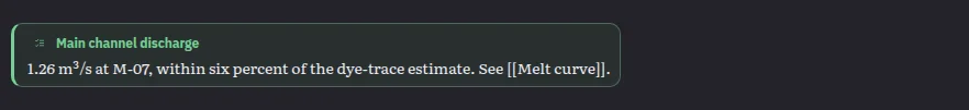 A tinted result callout summarizing a measurement, dark theme